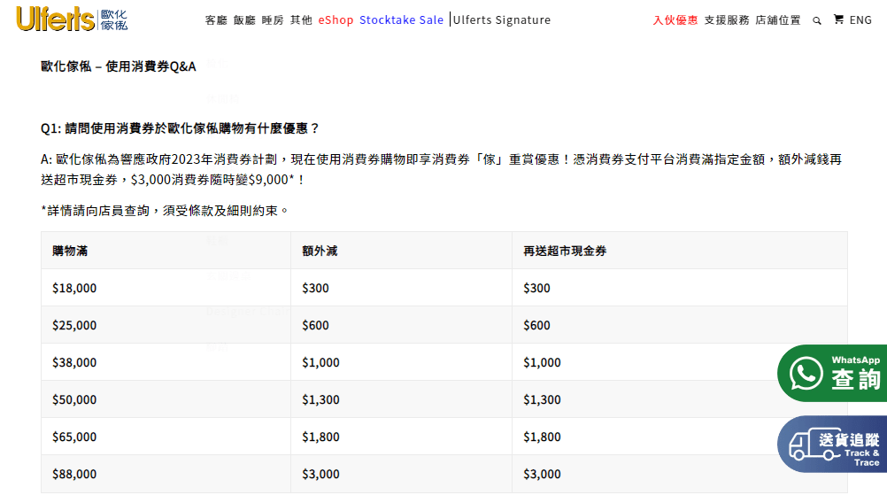 消費券優惠2023｜歐化傢俬折上折加送超市禮券